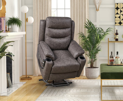 Liyasi Electric Power Lift Recliner Chair  with 1 Motor, 3 Positions, 2 Side Pockets, Cup Holders,Suede fabric