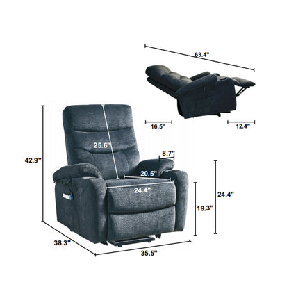 Liyasi Electric Power Lift Recliner Chair  with Massage and Heat for Elderly, 3 Positions, 2 Side Pockets, Cup Holders, USB Charge Ports, High-end  Quality Cloth Power Reclining Chair For Living Room.