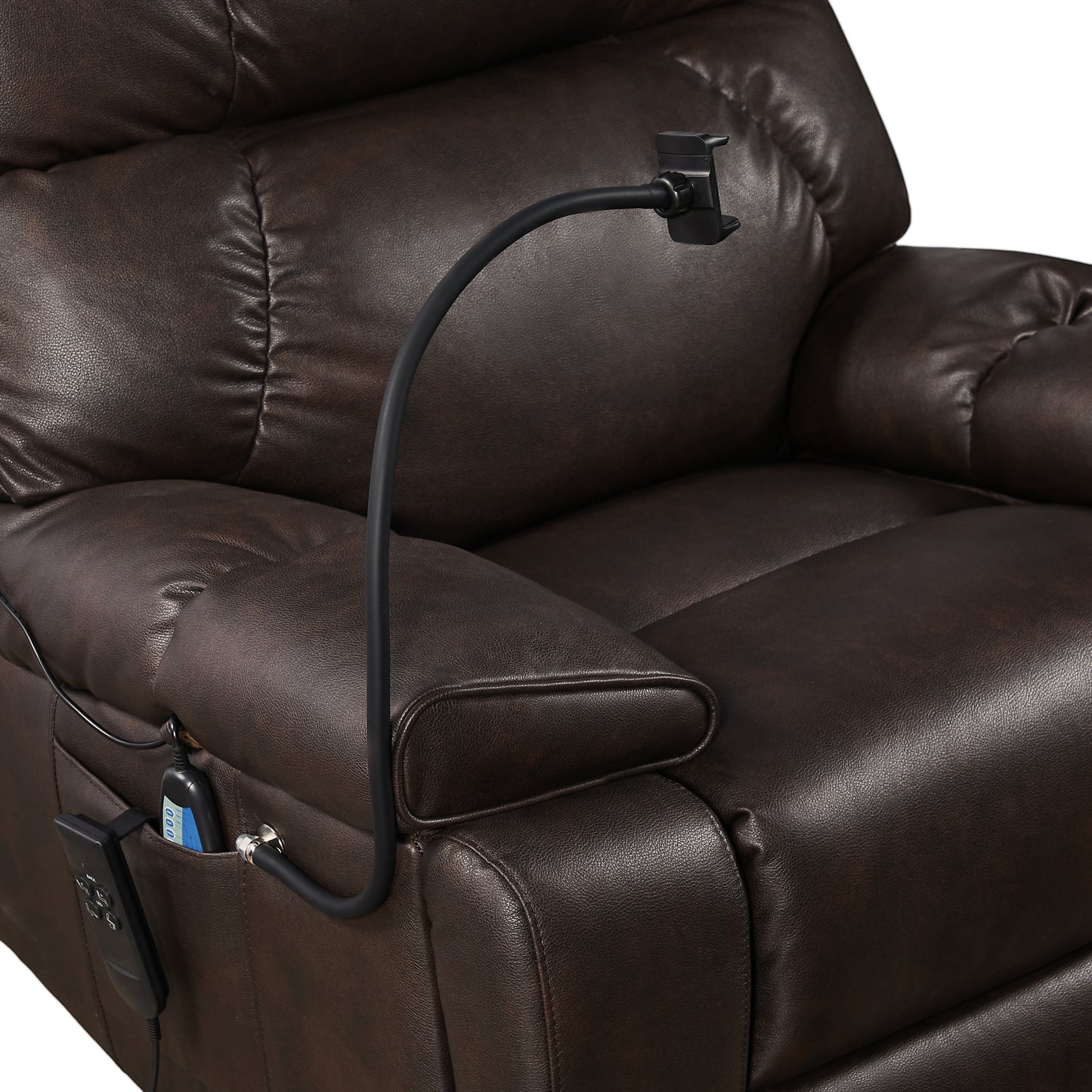 Recliner Chair with Phone Holder,Electric Power Lift Recliner Chair with 2 Motors Massage and Heat for Elderly, 3 Positions, 2 Side Pockets, Cup Holders