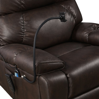 Recliner Chair with Phone Holder,Electric Power Lift Recliner Chair with 2 Motors Massage and Heat for Elderly, 3 Positions, 2 Side Pockets, Cup Holders