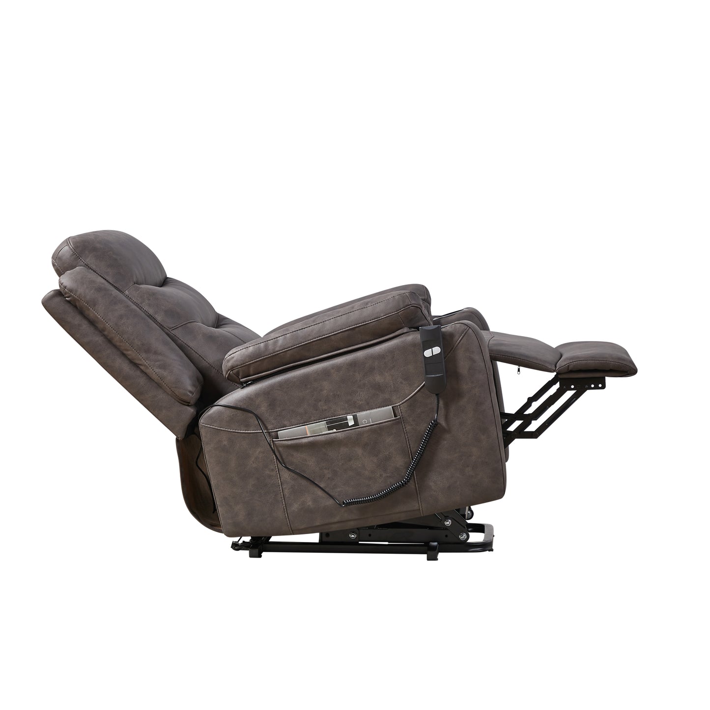 Liyasi Electric Power Lift Recliner Chair  with 1 Motor, 3 Positions, 2 Side Pockets, Cup Holders,Suede fabric