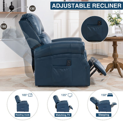 Lehboson Lift Recliner Chair, Electric Power Lift Recliner Chair for Elderly With Eight Points Massage And Heating,(Navy Blue)