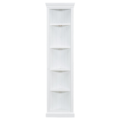 83.4" Tall Two Wood Bookcase with Two Corner Shelf Suite,5-Tier Home Decor Bookshelves Suite with Adjustable Storage Shelves,Free Standing Storage Shelves Suite for Living Room,Home Office,White