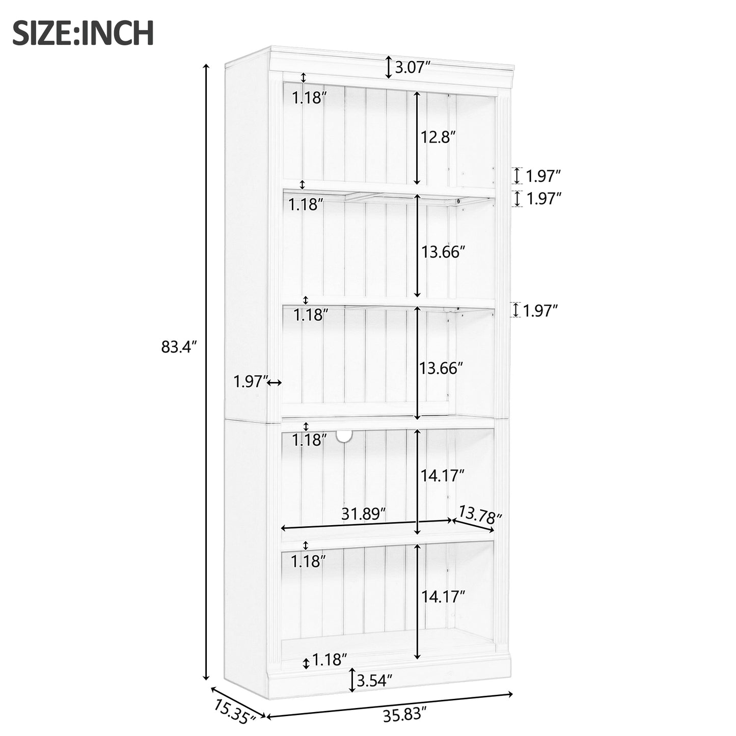 83.4" Tall Two Wood Bookcase with Two Corner Shelf Suite,5-Tier Home Decor Bookshelves Suite with Adjustable Storage Shelves,Free Standing Storage Shelves Suite for Living Room,Home Office,White