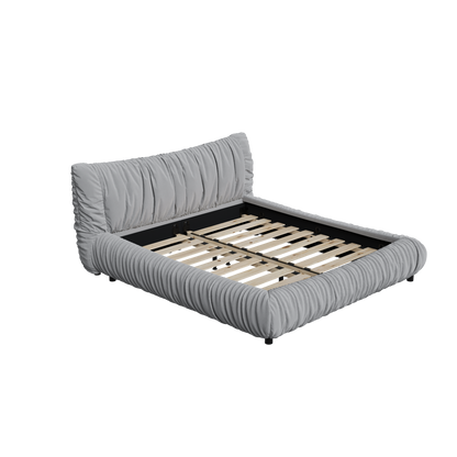 King Size Luxury Upholstered Platform Bed with Removable Cushion and Solid Wood Frame,suitable for Multiple heights of mattresses,LIGHT GREY