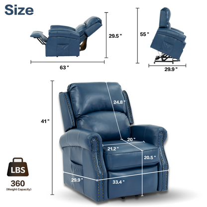 Lehboson Lift Recliner Chair, Electric Power Lift Recliner Chair for Elderly With Eight Points Massage And Heating,(Navy Blue)