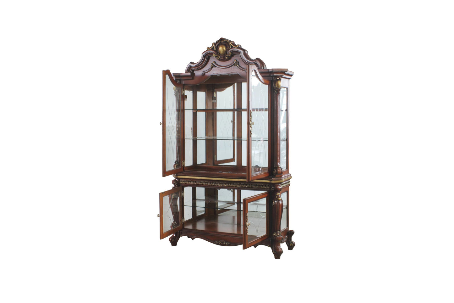 ACME Picardy Curio Cabinet, Cherry Oak 68229