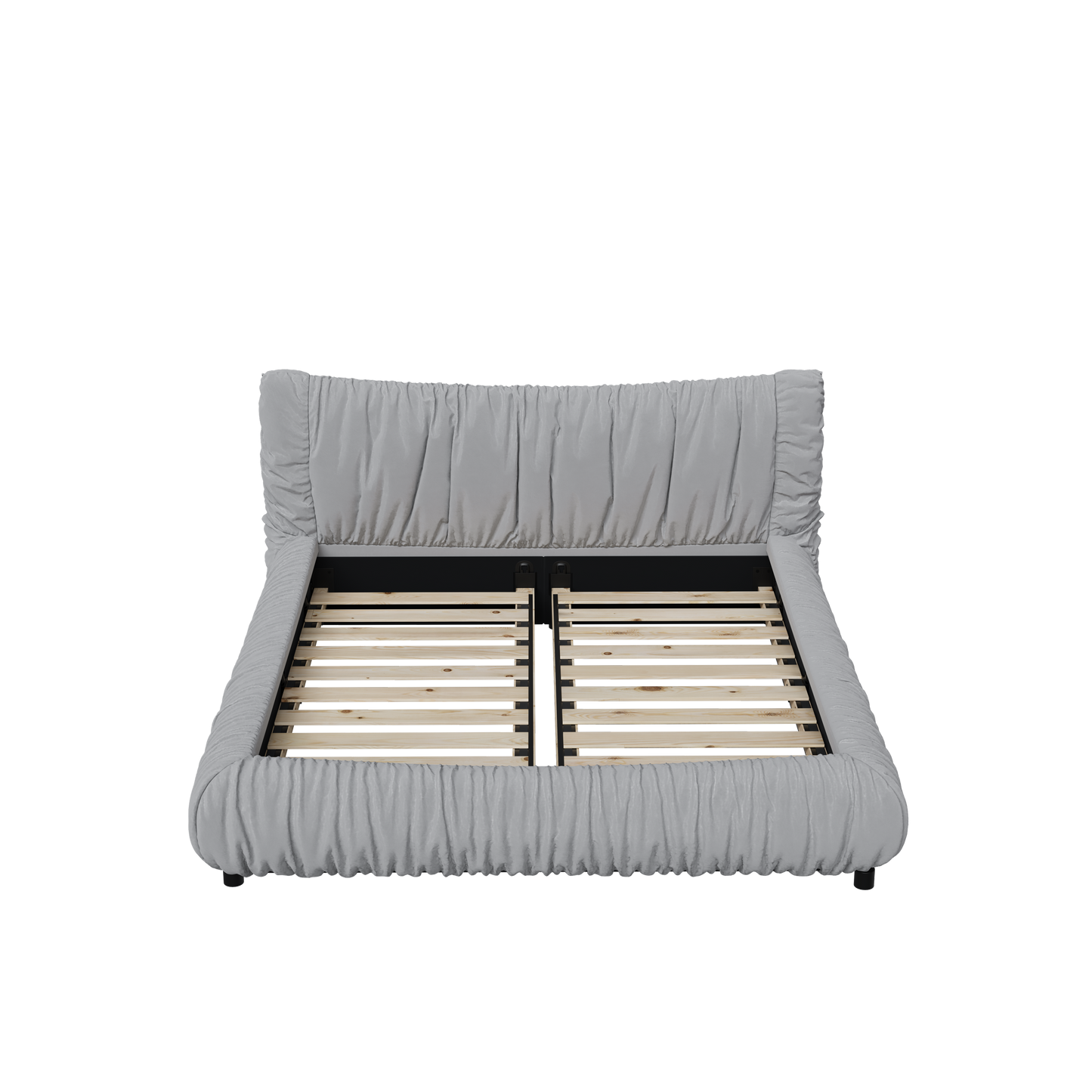 King Size Luxury Upholstered Platform Bed with Removable Cushion and Solid Wood Frame,suitable for Multiple heights of mattresses,LIGHT GREY